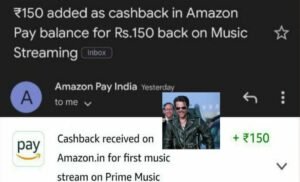 Amazon Prime Music : Play your first song and get Rs.150